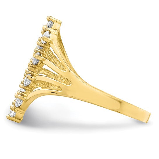 10KT Yellow Gold CZ 9-Stone Ring