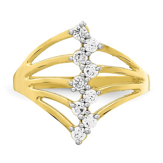 10KT Yellow Gold CZ 9-Stone Ring