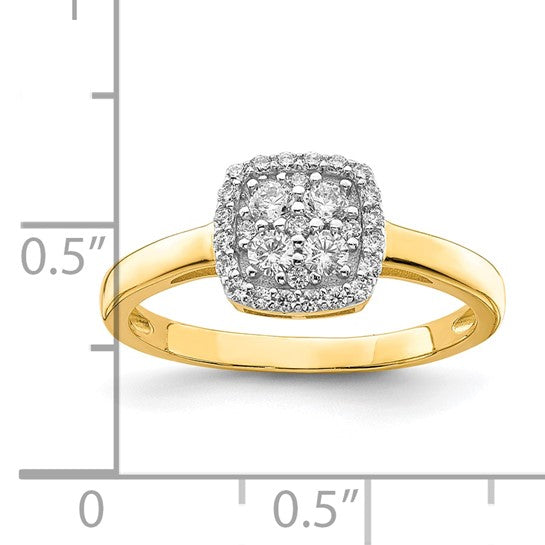 10KT Yellow Gold Square CZ Fancy Ring