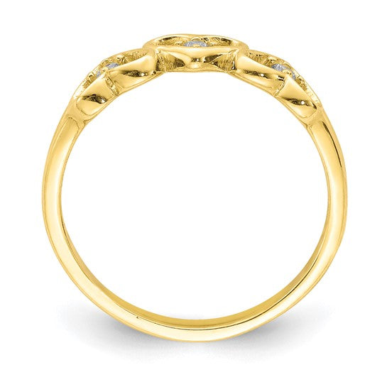 10kt Yellow Gold CZ 3-Heart Child's Ring