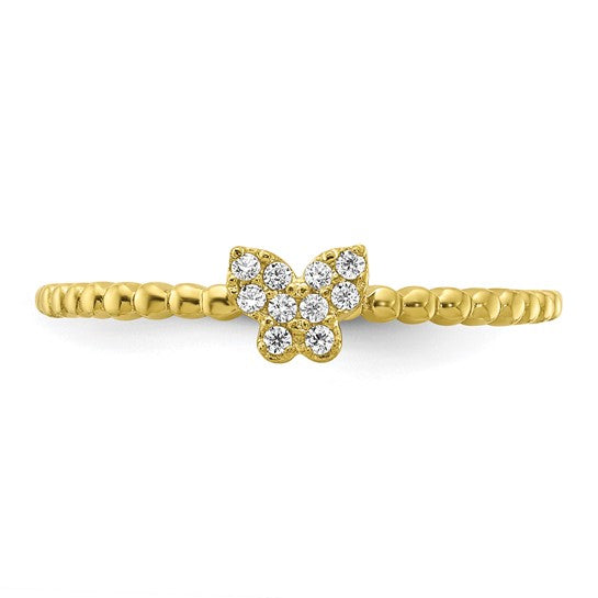 10KT Yellow Gold Butterfly CZ Ring