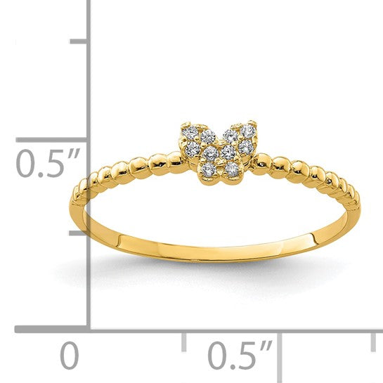 10KT Yellow Gold Butterfly CZ Ring