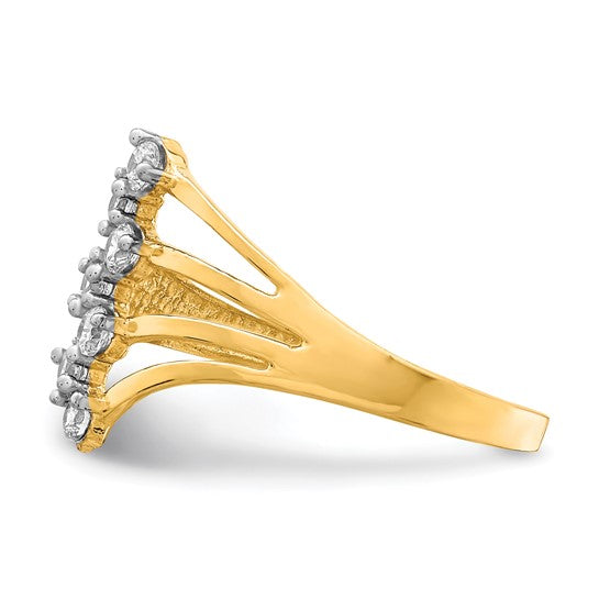 10KT Yellow Gold CZ 7-Stone Ring