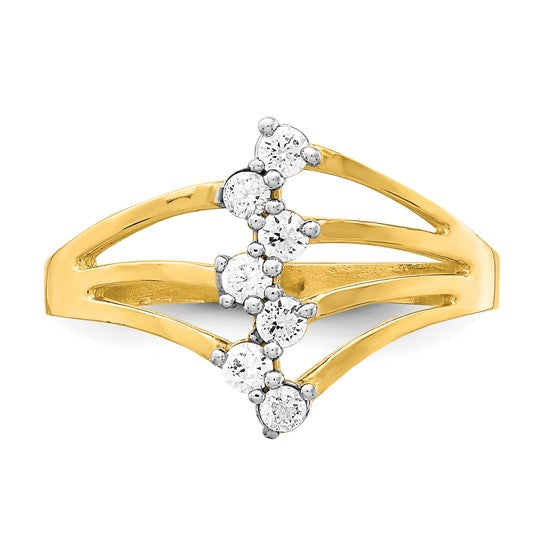 10KT Yellow Gold CZ 7-Stone Ring