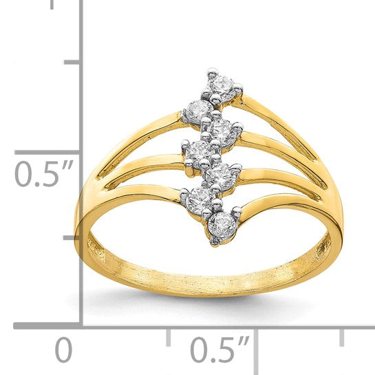 10KT Yellow Gold CZ 7-Stone Ring