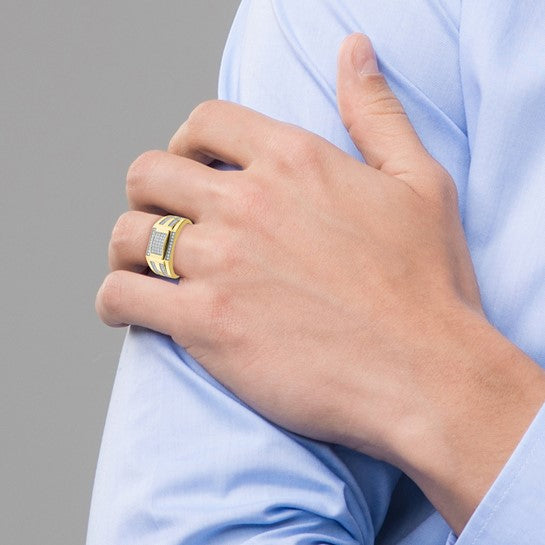 10KT Yellow Gold Men's CZ Signet Ring