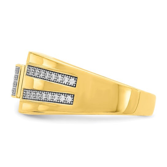 10KT Yellow Gold Men's CZ Signet Ring