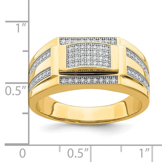 10KT Yellow Gold Men's CZ Signet Ring