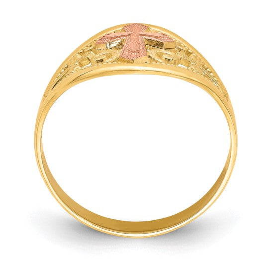 10KT Two-Tone Cross Ring