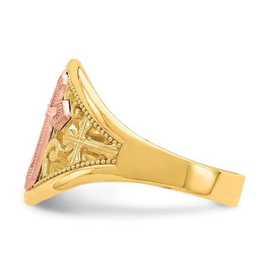 10KT Two-Tone Cross Ring