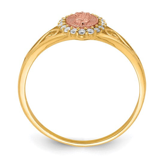 10KT Two-Tone CZ Guadalupe Ring