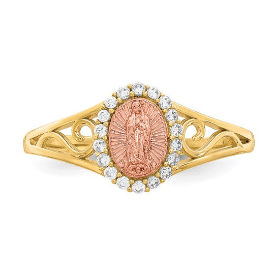 10KT Two-Tone CZ Guadalupe Ring