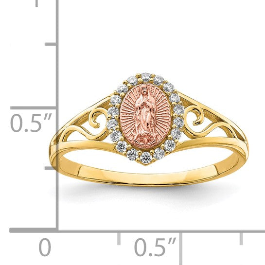 10KT Two-Tone CZ Guadalupe Ring
