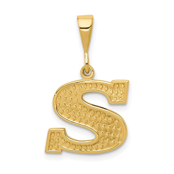 10KT Yellow Gold Initial S Pendant