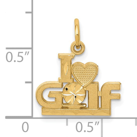 10KT Yellow Gold I HEART GOLF Charm
