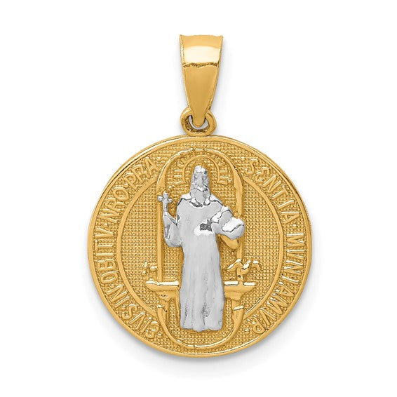 10KT Yellow Gold W/Rhodium San Benito Medal Pendant