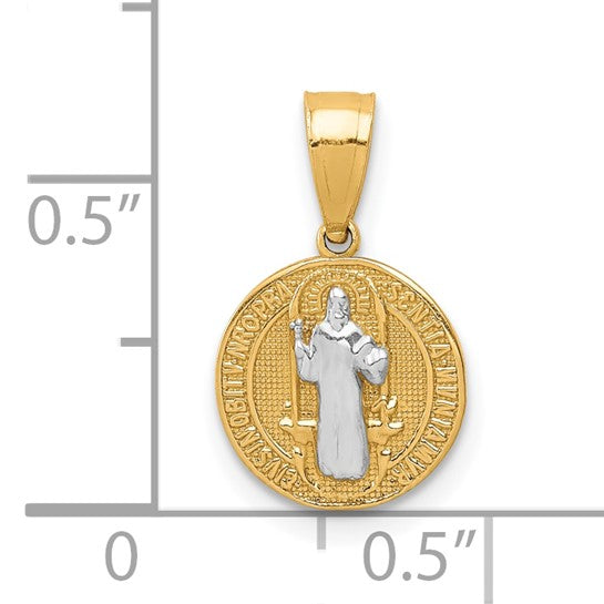 10KT Yellow Gold W/Rhodium San Benito Medal Pendant