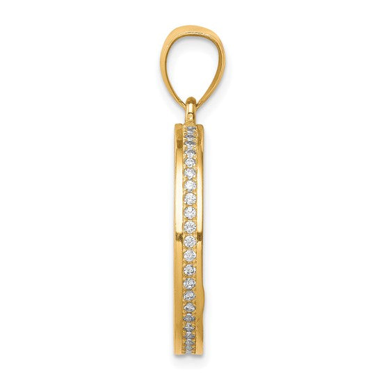 10kt Yellow Gold W/Rhodium CZ Channel Edge Pave Jesus Face Pendant