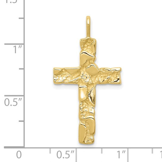 10kt Yellow Gold Nugget Cross Pendant