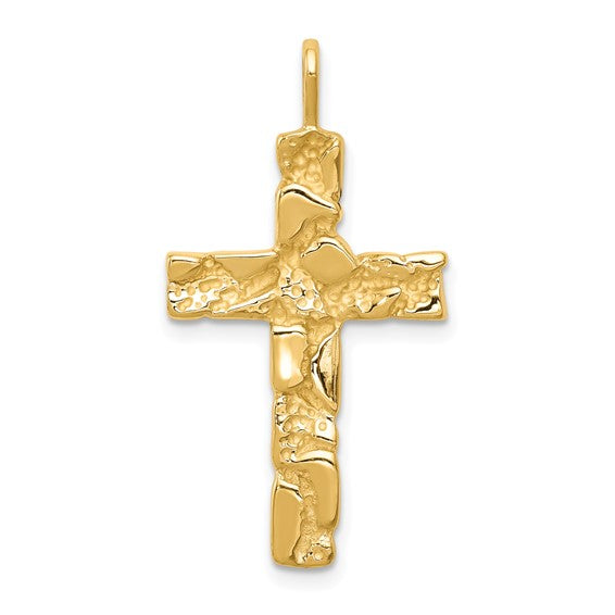 10kt Yellow Gold Nugget Cross Pendant