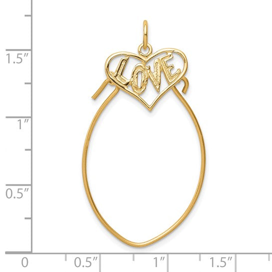 10KT Yellow Gold Polished Filigree LOVE Charm Holder