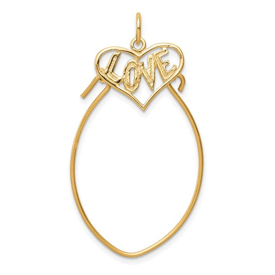 10KT Yellow Gold Polished Filigree LOVE Charm Holder