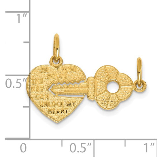 10kt Yellow Gold Heart and Key Break-apart Charm