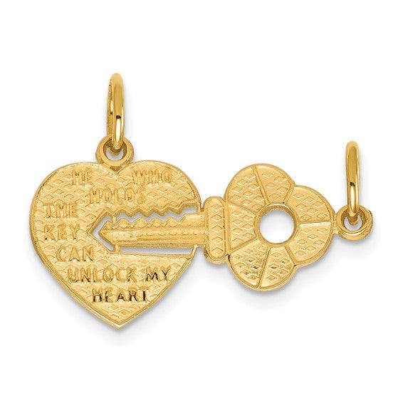 10kt Yellow Gold Heart and Key Break-apart Charm