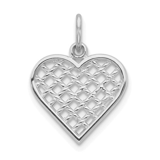 10kt White Gold Heart Charm