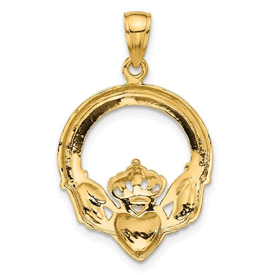 10kt Yellow Gold Polished Claddagh Pendant