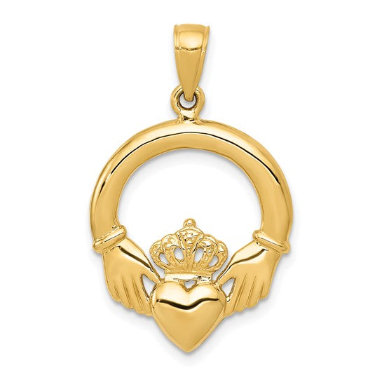 10kt Yellow Gold Polished Claddagh Pendant
