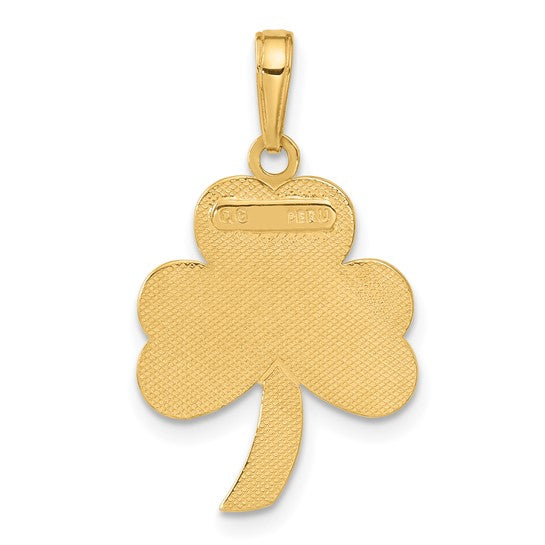 10kt Yellow Gold Green Enameled Shamrock Pendant