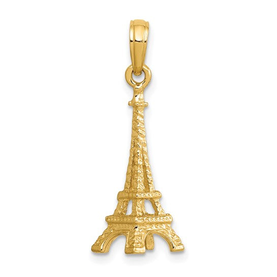 10kt Yellow Gold Solid Polished 3-D Eiffel Tower Charm