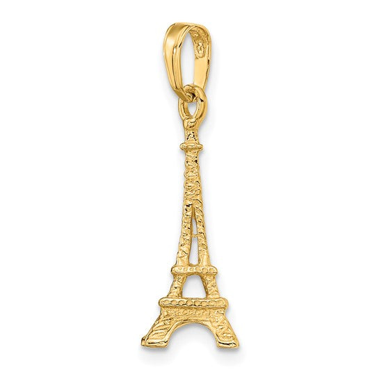 10kt Yellow Gold Solid Polished 3-D Eiffel Tower Charm