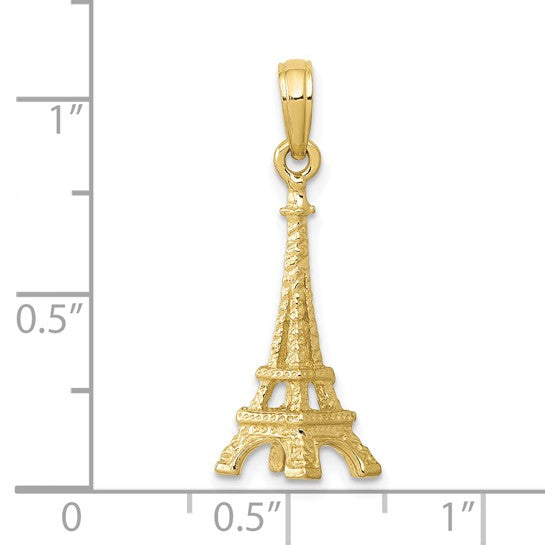 10kt Yellow Gold Solid Polished 3-D Eiffel Tower Charm