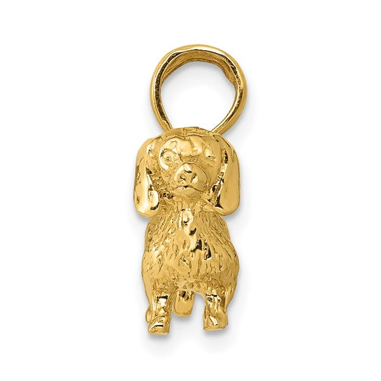 10kt Yellow Gold Solid Polished 3-Dimensional Wire Haired Dachshund Charm
