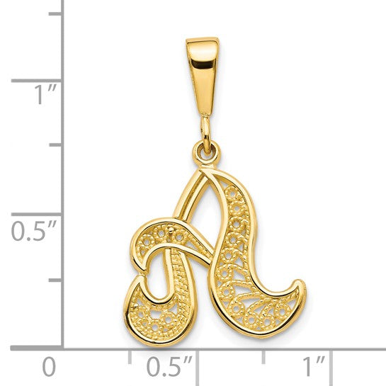 10kt Yellow Gold Filigree Initial A Pendant