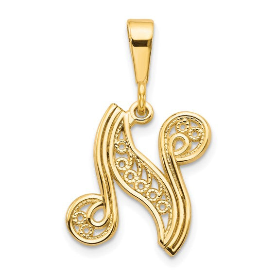 10kt Yellow Gold Initial N Pendant