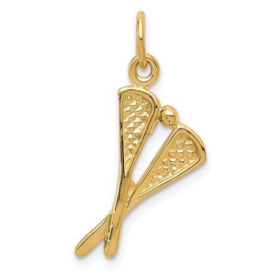 10kt Yellow Gold Polished Lacrosse Sticks Charm