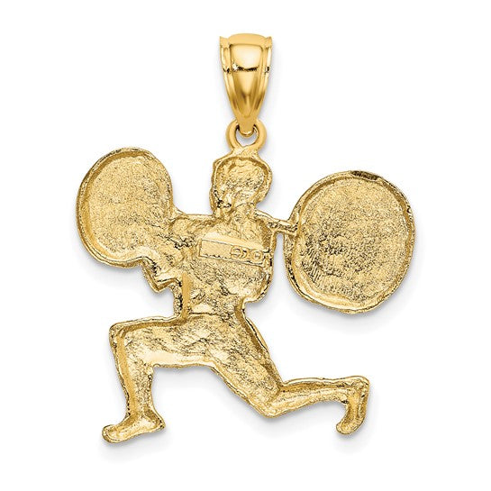 10kt Yellow Gold Solid Polished Weightlifter Charm