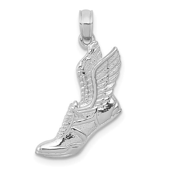 10kt White Gold Polished Running Shoe Pendant
