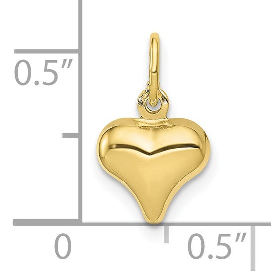 10KT Yellow Gold Polished 3-D Heart Charm