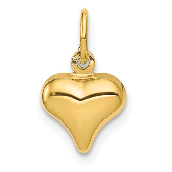 10KT Yellow Gold Polished 3-D Heart Charm