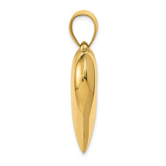10KT Yellow Gold Polished 3-D Heart Pendant
