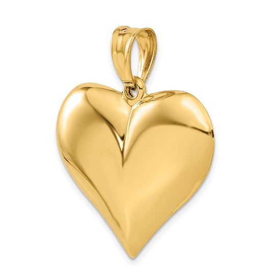 10KT Yellow Gold Polished 3-D Heart Pendant