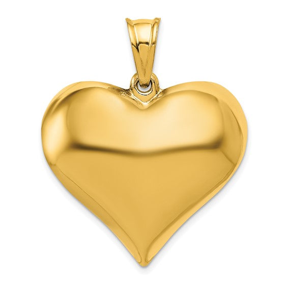 10KT Yellow Gold Polished 3-D Heart Pendant