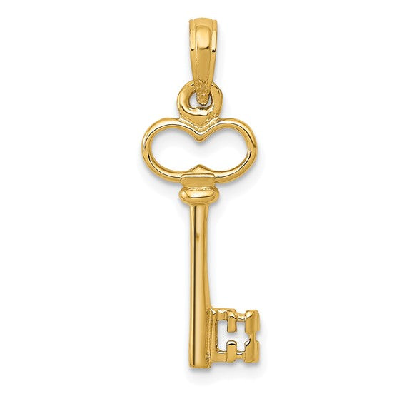 10KT Yellow Gold Polished 3-D Key Charm