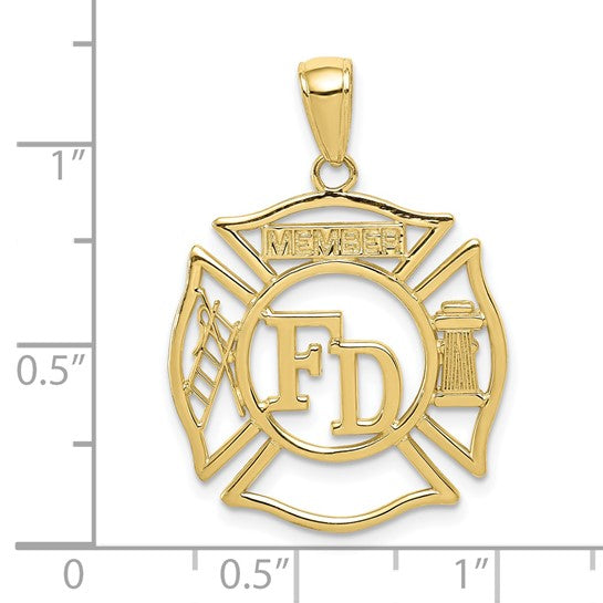 10kt Yellow Gold FD MEMBER in Shield Pendant