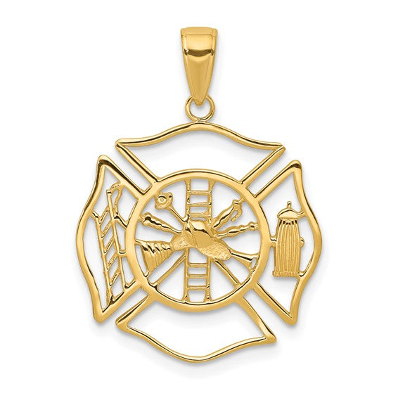 10kt Yellow Gold Fireman Shield Pendant