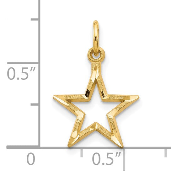10KT Yellow Gold Diamond-Cut Flat Back Star Charm